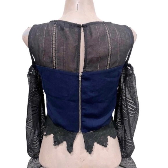 NWT Endless Rose Womens Illusion Knit Blouse Size Small - Picture 3 of 3